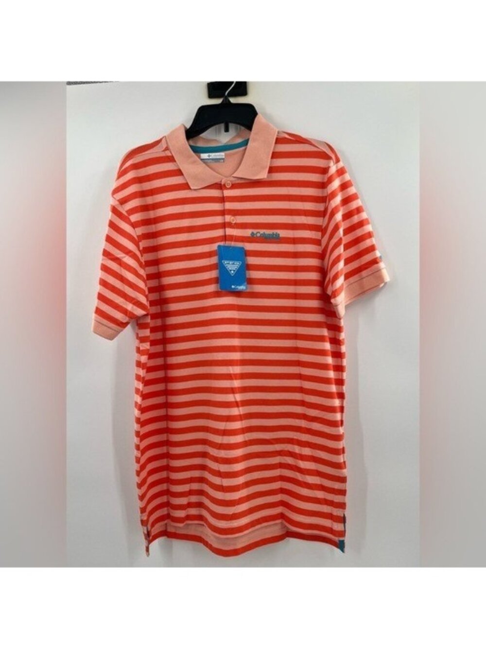 Columbia PFG Men's Super Bone Fish Pique Polo Size L Large Collared Striped NWT